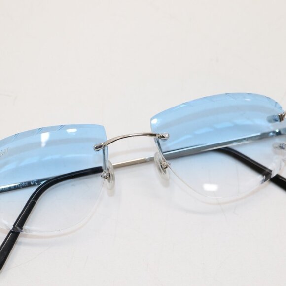Cartier CT00920 002 Diamond Cut Silver-Framed Blue Lens Sunglasses 19 - Picture 15 of 15